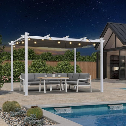 PURPLE LEAF Patio Pergola 10' x 12' Aluminum and Sun Shade Canopy, Powder coat by PURPLELEAF