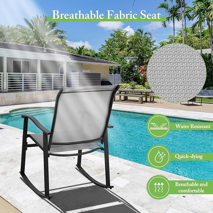 Shintenchi 3 Piece Rocking Bistro Set, Outdoor Furniture - Image 6
