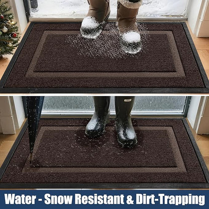 Extra Large Front Door Mat Outside Entrance Indoor Doormat, 60" x 34" Outdoor Mats for Patio Waterproof, Outdoor Door Mats for Outside Entry, Indoor Rugs for Entryway, Sturdy Natural Rubber, Brown