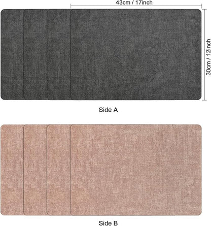 Myir JUN Placemats Dual Sided, Faux Leather Place Mats Set of 6 Indoor Placemats for Dining Table Outdoor Placemats Manteles Individuales Square Non-Slip Washable Table Mats (Gray Pink, Set of 6)