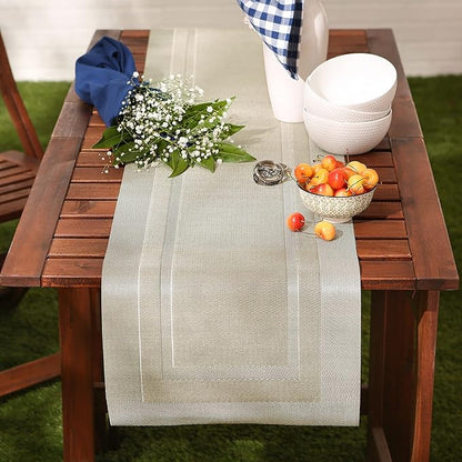 DII PVC Tabletop Collection Woven Indoor/Outdoor, Table Runner, 14x72, Champagne