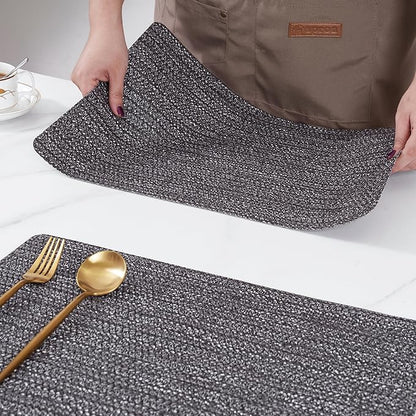 POLYTE Indoor/Outdoor Washable Woven Vinyl Table Dining Placemats, Set of 4