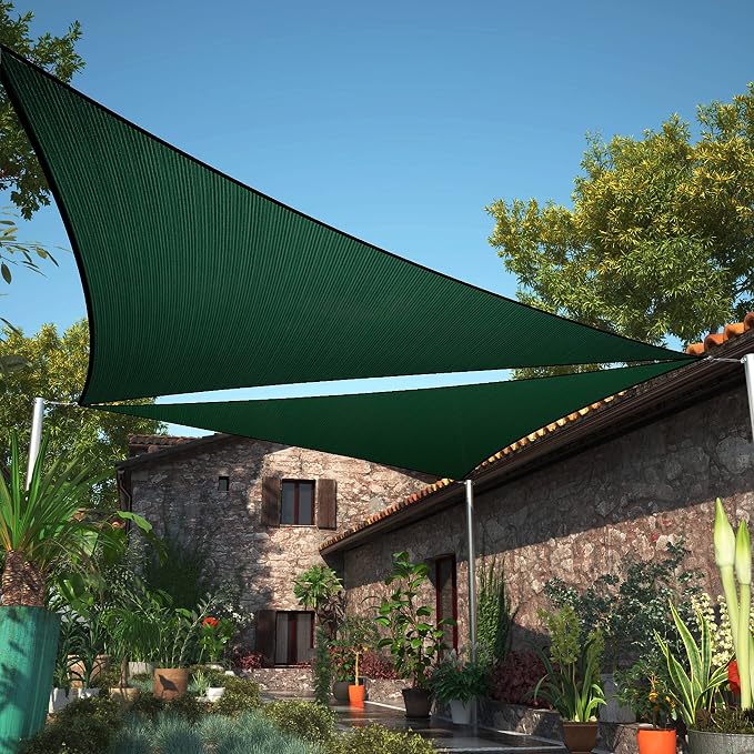 8' x 15' x 17' Green Sun Shade Sail UPF50 Right Triangle smTAPT12 Canopy Fabric by ShadeMart