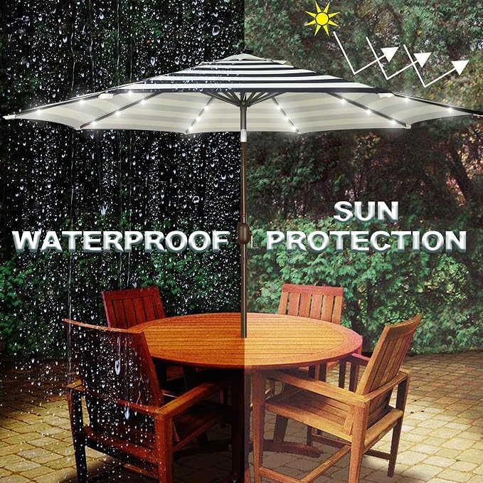 9 ft Solar Umbrella, Patio Umbrella - Image 5