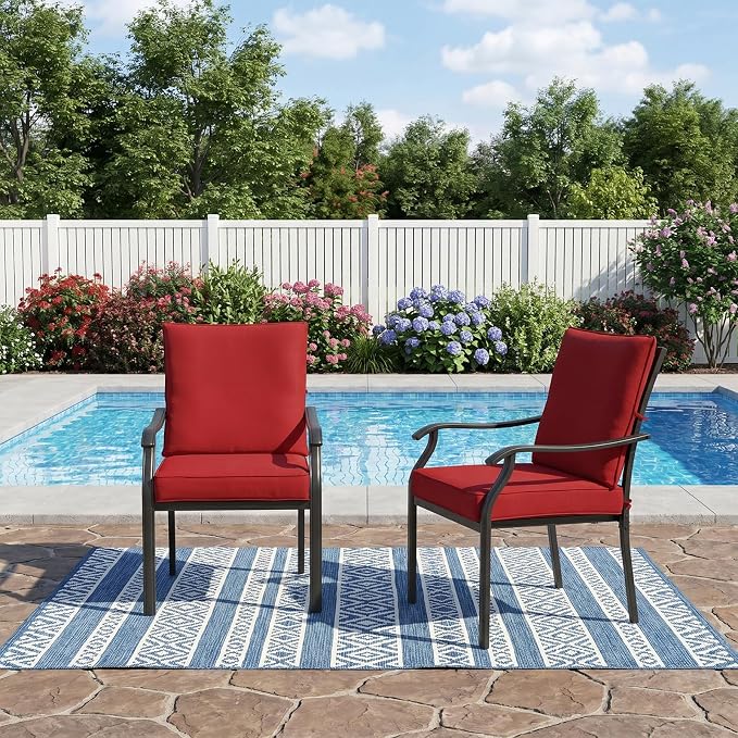 LVUYOYO Outdoor Patio Dining Chairs Set of 2, Metal Stackable Chairs Set - Image 2