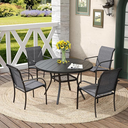 DIFY Patio Dining Chairs Set of 4, Stackable Outdoor Metal Chairs - Image 8