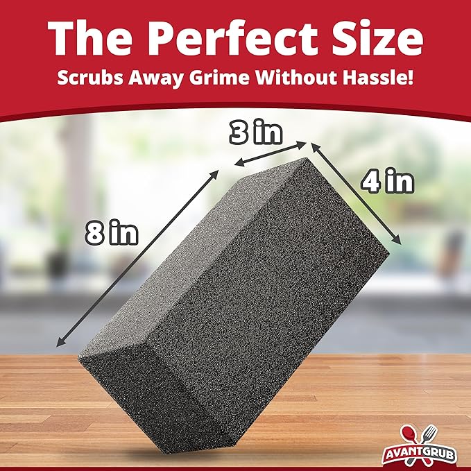 Commercial Grade Grill Cleaning Brick Bulk 12 Pack by Avant Grub. Pumice Stone Cleaner Tool Cleans and Sanitizes Restaurant Flat Top Grills or Griddles Effectively Without Harsh Chemicals or Abrasives