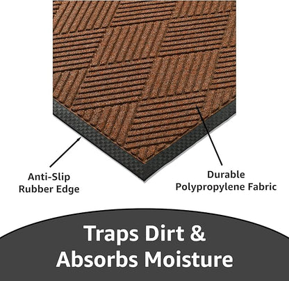 Ecomills Deluxe Diamond Entrance Door Mat, XX-Large Heavy Duty Absorbent Rubber Rug, Brown, 4’ X 6’ feet