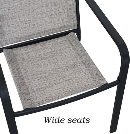 Anmutig Stackable Outdoor Dining Chairs Set of 6, Textilene Fabric, Breathable - Image 6