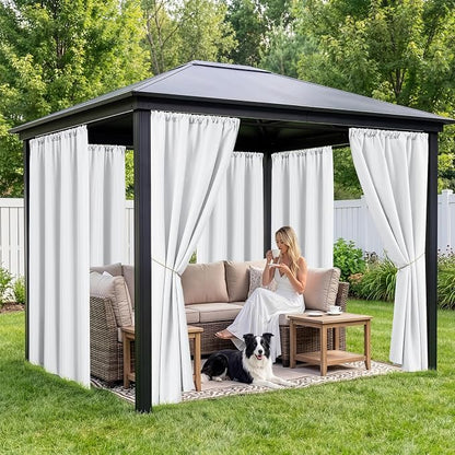 White Outdoor Curtains for Patio Waterproof, 8 Panels, Rod Pocket | - Image 4