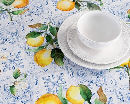 Maison d' Hermine Table Cloth Round Table 100% Cotton 69 Inches Tablecloth Reusable Decorative Everyday Use for Dining Room, Farmhouse, Home, Party, Festive & Wedding Spring Summer - Citrus