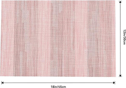 Leetaltree Misty Rose Placemats Set of 6 - Heat Resistant Non-Slip Place mats for Dining Table, Washable Durable PVC Vinyl Woven Table Mats（Misty Rose, 6）