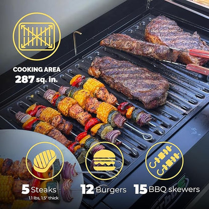 Turbo E Sport Compact Electric Grill, 1700W Infrared, Digital Display with Probe, Apartment Friendly