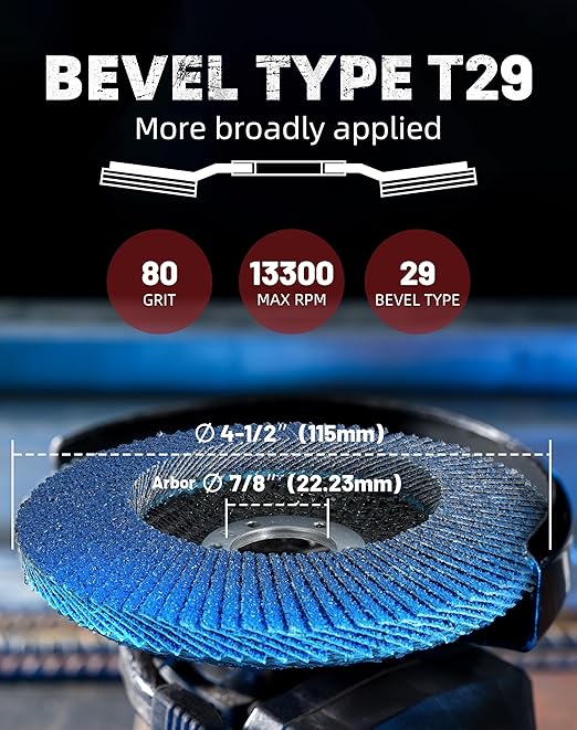 EZARC Flap Discs 80 Grit, 4.5" x 7/8" High Density Jumbo Zirconia Flap Sanding Disc Type 29 for Sanding, Rust Removal, Finishing, Grinding, Deburring (12 Pack)