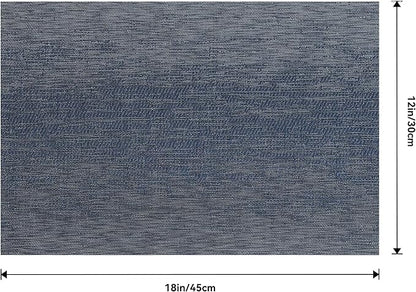 Leetaltree Denim Blue Placemats Set of 4 - Heat Resistant Non-Slip Place mats for Dining Table, Washable Durable PVC Vinyl Woven Table Mats（Denim Blue, 4）