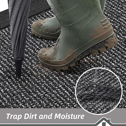 BEQHAUSE Indoor Door Mat 36" x 60", Dirt Trapper Door Mats Non-Slip Entryway Rugs Washable, Resist Dirt Absorbent Welcome Mat, Low Profile Floor Mats for Front Back Door and Entryway, Charcoal