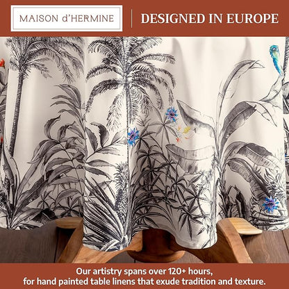 Maison d' Hermine Table Cloth Round Table 100% Cotton 63 Inches Fall Tablecloth Reusable Everyday Use for Thanksgiving Christmas Decorations Dining Farmhouse Party (Amazonia)