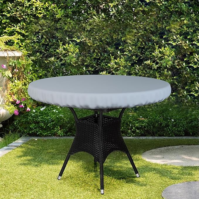 Covers & All Round Table Top Cover, 18 Oz Heavy Duty Waterproof UV & Weather Resistant Patio Table Cover, Outdoor Table Cover for Patio Outdoor Furniture & Coffee Table (48" Diameter x 4" H, Gray)