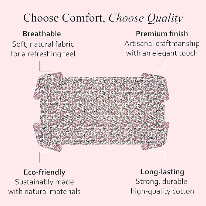 CPC Tablecloth 100% Cotton 60x90 Inch Indian Block Print Rectangle Table Cover, Washable Table Cloth for Weddings, Spring/Summer, Barbeque -Red Garnet