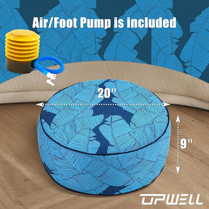 UPWELL Waterproof Inflatable Outdoor Ottoman Pouf,Portable Patio Footrest, Durable & Stylish, Perfect for Garden, Pool, Camping & Home Use - D20 xH9（LiteEase）