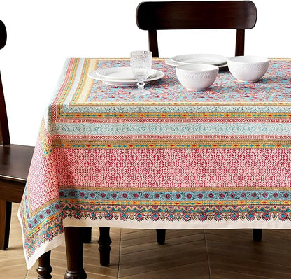 Maison d' Hermine Premium Table Cloth Rectangle Table 100% Combed Cotton 90 x 70 Inches Tablecloth Reusable Decorative for Dining Room, Farmhouse, Home, Party, Festive & Wedding - Lauris