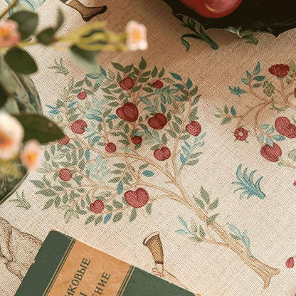 patdrea Designer Italian Beige Tablecloth for Rectangle Table,Vintage Anti-Wrinkle Linen Tree Pattern Table Cloth,Decor Cover for Kitchen Dining,Christmas,Thanksgiving,55"x79"-Tatiana a