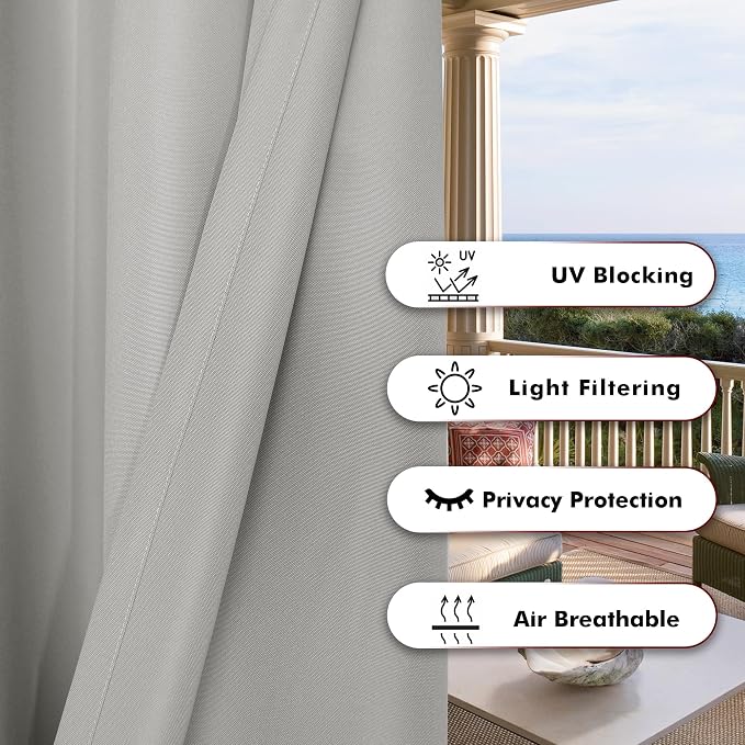 BONZER Outdoor Curtains for Patio Water Resistant Heavy Privacy | Light - Image 4
