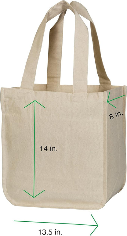 Best Cloth Tote Shopping Bags Heavy Duty & Premium - Reusable Canvas Shopping Bags for Groceries - Washable & Eco-friendly Cloth Beach Bags with Handles - Perfect Picnic Tote Bags (2 Bags)