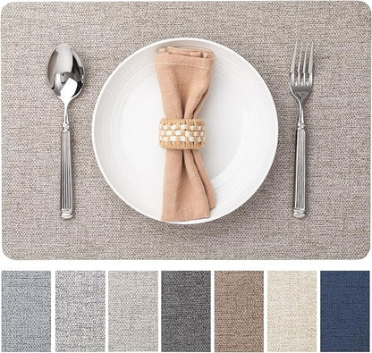 Faux Leather Placemats Set of 4 Vinyl Washable Wipeable Table Mats for Kitchen Dining Table Heat Resistant Waterproof Modern Indoor/Outdoor Placemats Non-Slip Easy Clean Place Mats (Mix Gray)