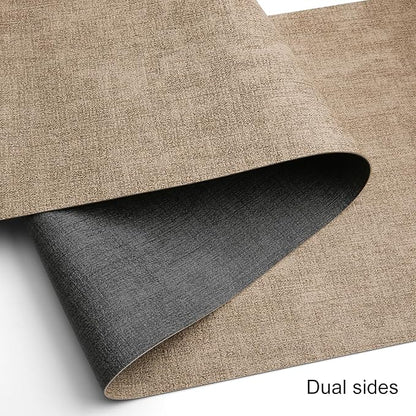 Table Runners 94 Inches Long, Dual-Sided Faux Leather Farmhouse Table Runner Waterproof Heatproof Non-Slip for Living Room Party Home Decor Holiday Decorations(Gray Beige, 15 x94 Inch)