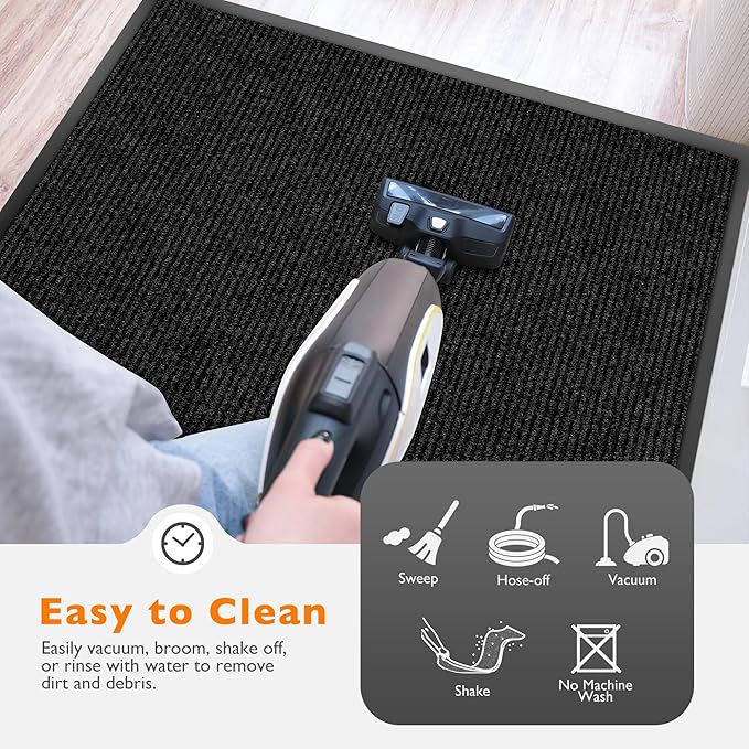 Custom Size Extra Large Front Door Mat, 2FT x 2FT Indoor Outdoor Entrance Commercial Floor Mat, Heavy Duty Dirt Trapper Doormat for Entryway Welcome Mat, Low Profile, Non-Slip, Waterproof