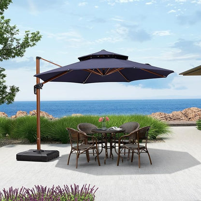 PURPLE LEAF Patio Umbrella 11ft Double Top Wood-Grain Finish, 240GSM - Image 2