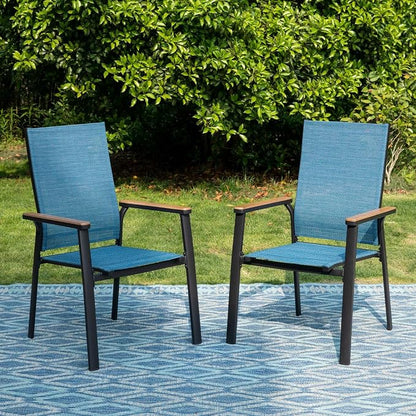PHI VILLA Outdoor Stackable Dining Chairs Set of 2 w/Aluminum Frame, by PHIVILLA