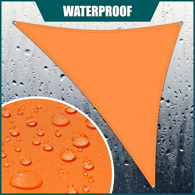 Royal Shade 10' x 11' x 14.9' Orange Triangle Waterproof Sun Shade Sail Order - Image 2