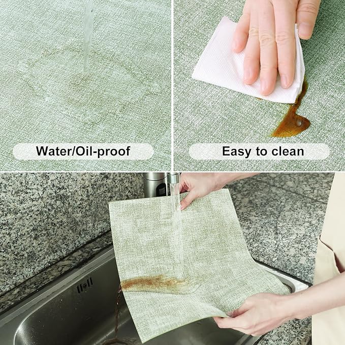 Homaxy Faux Leather Heat Resistant Placemats for Dining Table Set of 12, Waterproof Wipeable Washable PU Table Mats, Easy to Clean Anti-Slip Place Mats, 11.8" x 17", Grass Green