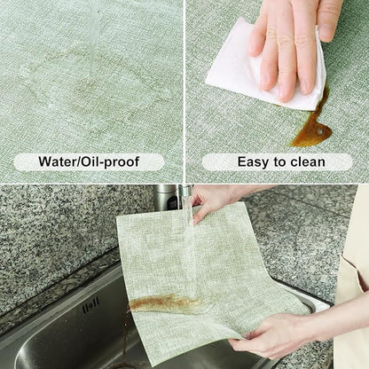 Homaxy Faux Leather Heat Resistant Placemats for Dining Table Set of 4, Waterproof Wipeable Washable PU Table Mats, Easy to Clean Anti-Slip Place Mats, 11.8" x 17", Grass Green