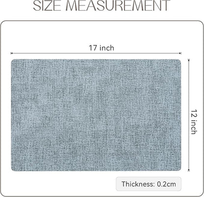 Romanstile Vinyl Placemats Set of 4-12 X 17 Inch - Heat Resistant Place Mats 100% Waterproof Oilproof Wipeable Reversible Faux Leather Table Mats for Kitchen, Dining, Party, Outdoor, Sky Blue