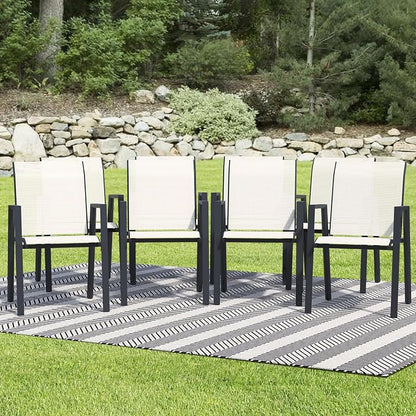 Outdoor Patio Chairs Set of 8, Oyster Beige Stackable Outdoor Chairs, - Image 8
