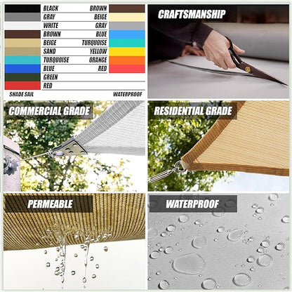 Amgo Custom Size 18' x 19' x 26.2' White Right Triangle Sun Shade Sail UPF50+ - Image 3