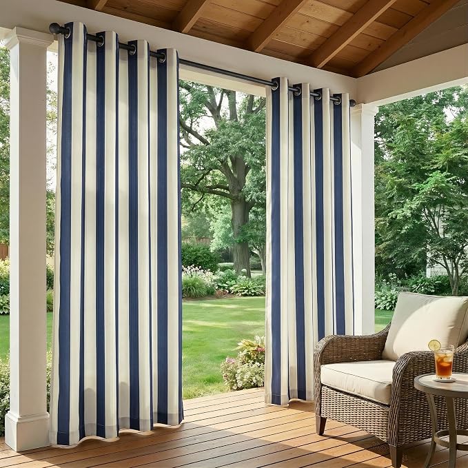 4 Panels Outdoor Stripe Curtains - Image 2
