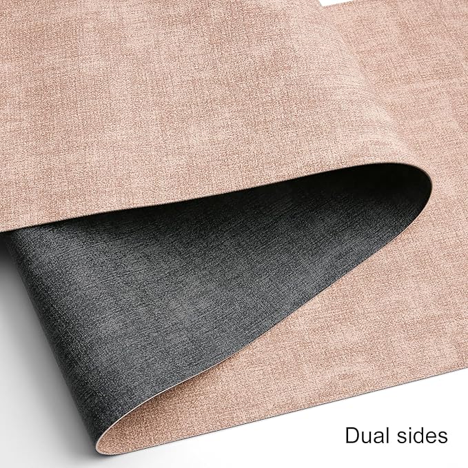 Table Runners 55 Inches Long, Dual-Sided Faux Leather Farmhouse Table Runner Waterproof Heatproof Non-Slip for Living Room Party Home Decor Holiday Decorations(Gray Pink, 15 x 55 Inch)