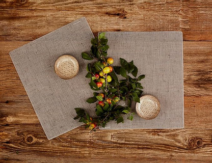 modern-twist 14" x 16" Silicone Rectangular Placemat, BPA, PVC-Free Table Mat, Dishwasher Safe, Linen Print in Chocolate, Pack of 1