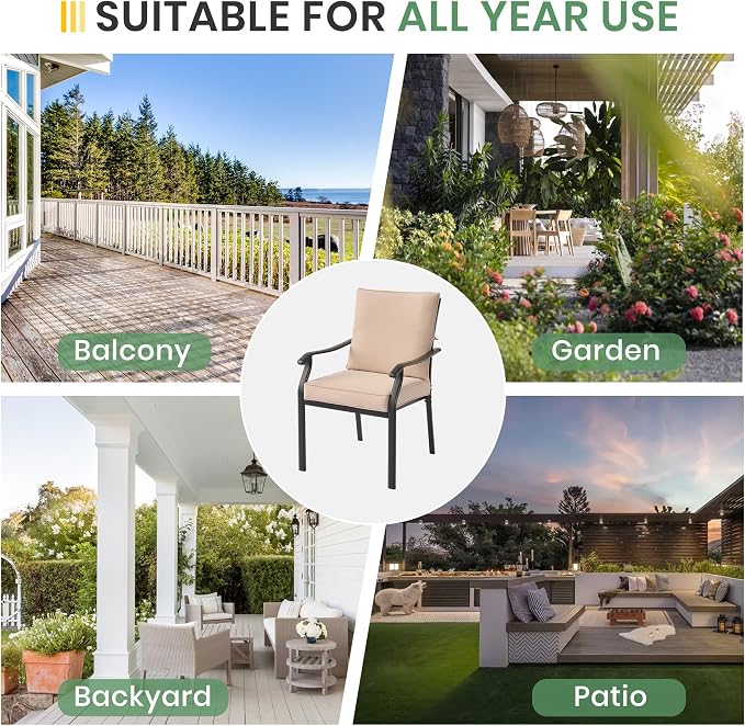 LVUYOYO Outdoor Patio Dining Chairs Set of 6, Metal Stackable Chairs Set - Image 8