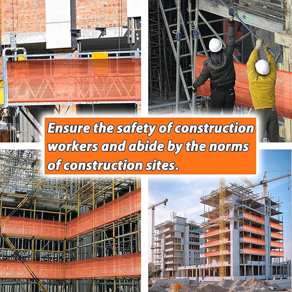 20' L x 40" W Construction Safety Debris Netting with 14 Tapes & Buckles, Orange Fire Retardant Pump Jack Safety Net, Scaffold Safety Netting Rolls Scaffold Net Enclosure