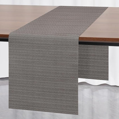 Myir JUN Table Runner, Vinyl Table Runner Indoor Arbitrarily Cropped Runner for Table Heatproof for Home Party (Dark Gray, 15 x 94 inch)