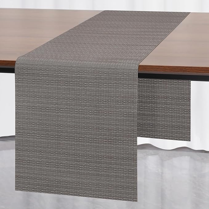 Myir JUN Table Runner, Vinyl Table Runner Indoor 55 Inch Long Arbitrarily Cropped Runner for Table Heatproof for Home Party (Dark Gray, 12 x 55 inch)