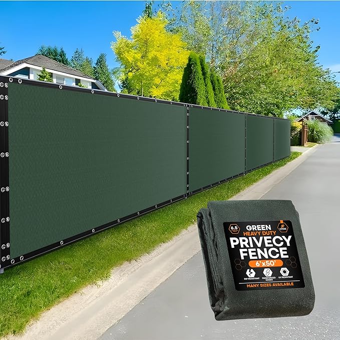 Xpose Safety Privacy Fence Screen 6’ x 50’ – Heavy Duty Green Mesh with 90% Visibility Block, UV Protection – for Garden, Yard, Nursery, Kennel, Dog Run, Greenhouse