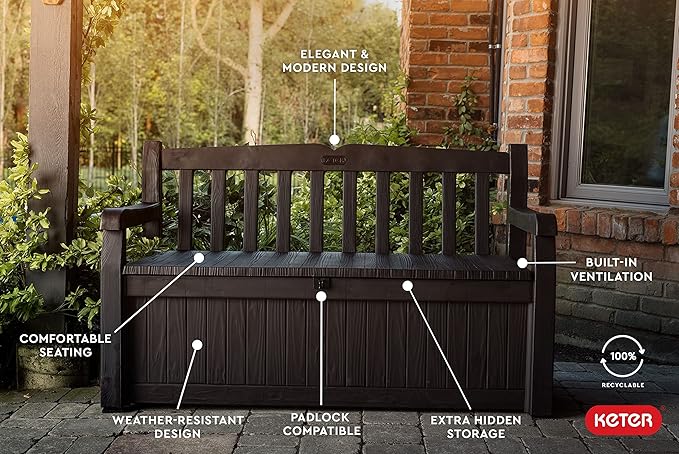 Keter Solana 70 Gal Outdoor Storage Bench - Image 5