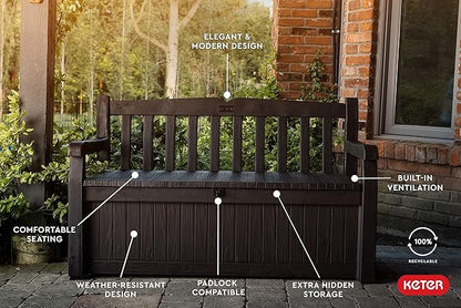 Keter Solana 70 Gal Outdoor Storage Bench - Image 5