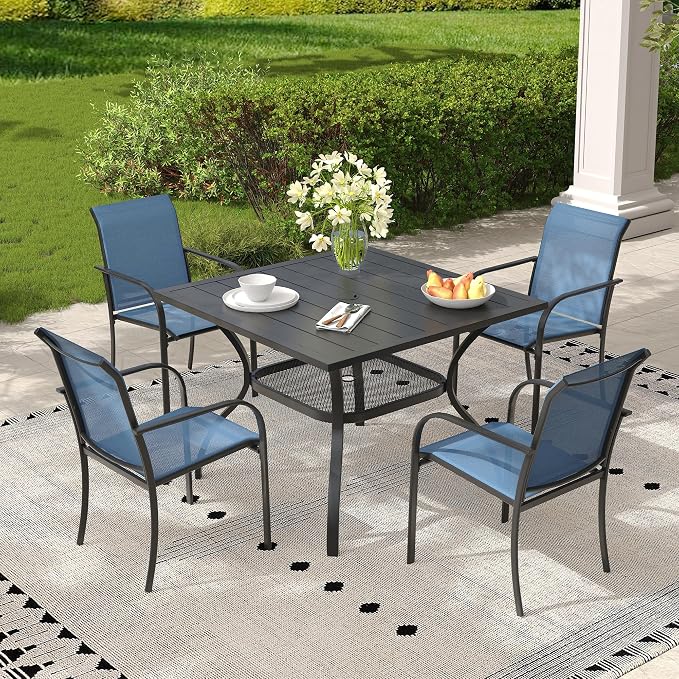 Outdoor Chairs Set of 4, Stackable Patio Dining Chairs - Image 2